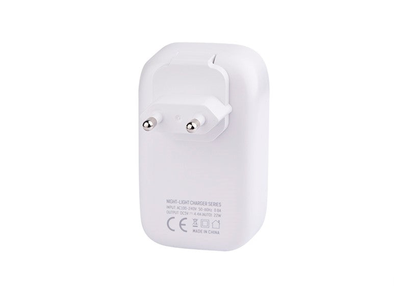 Reiselader med 4 USB-A og berøringsstyrt LED-lys