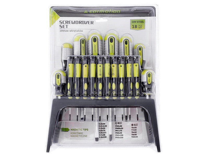 CARMOTION magnetisk skrutrekkersett med 18 deler og holder