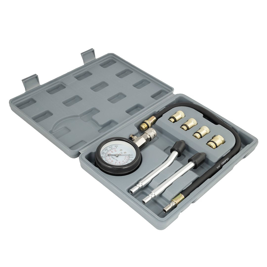 Kompresjonstester for bensinmotor med manometer og adaptere