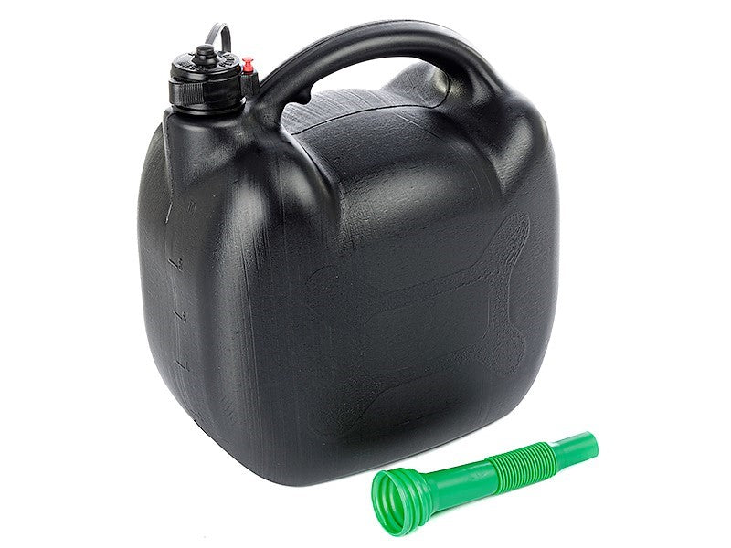 Bensinkanne i plast 10 l oval svart med lokk