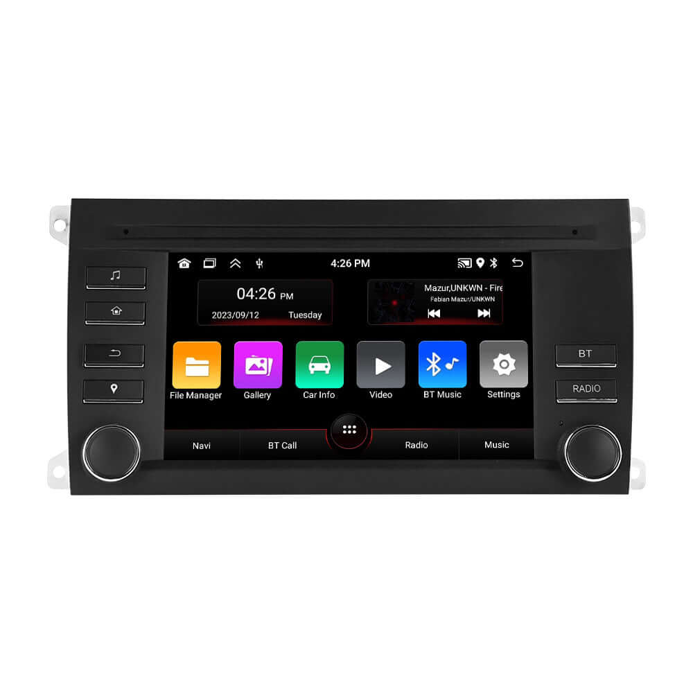 Porsche Cayenne 02-10 – 7" Radio m. Apple CarPlay og Android Auto, med touchscreen og moderne interface.
