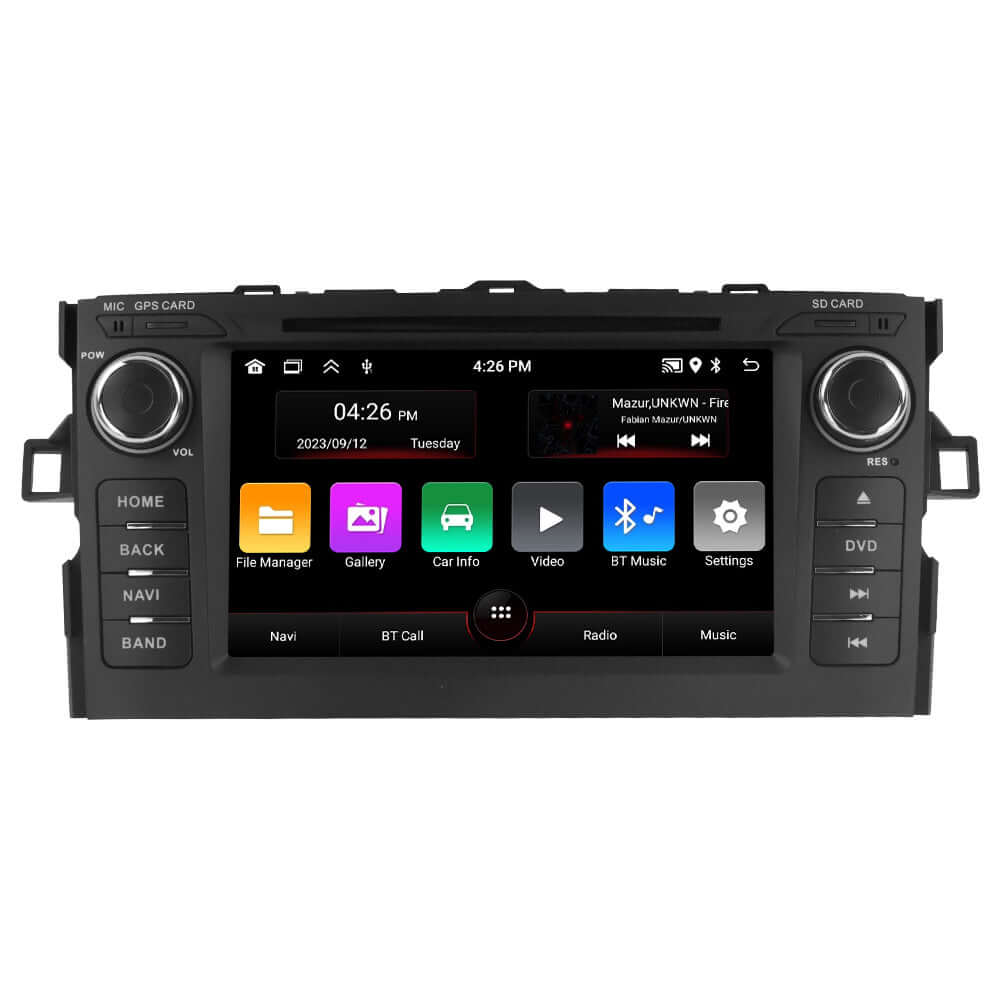 Toyota Corolla 06-12 – 7" Radio m. Apple CarPlay og Android Auto with touchscreen interface and controls