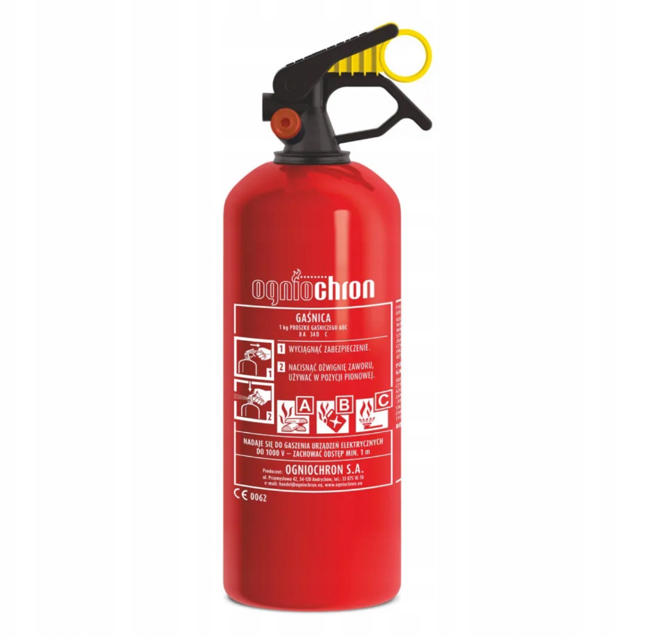 ABC-pulverapparat 1 kg til bil med veggfeste