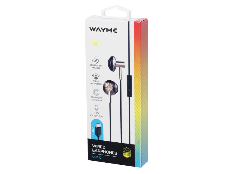 WAYME USB-C øretelefoner – in-ear med mikrofon og støyreduksjon 