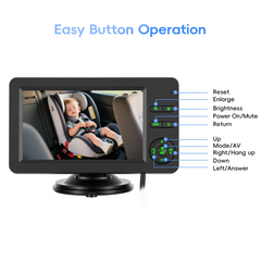 Babykamera til bil med 4,3" HD-skjerm og nattsyn 