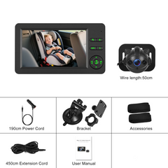 Babykamera til bil med 4,3" HD-skjerm og nattsyn 