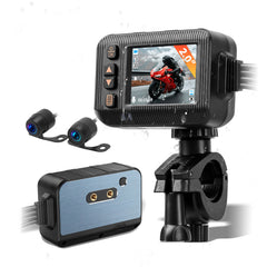 Motorcykel dashcam 2” med for- og bagkamera 1080P - kompakt sikkerhedsløsning til motorcykler.