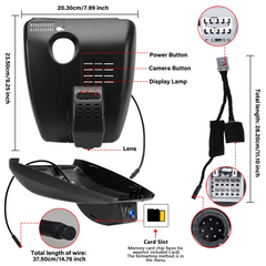 Mazda CX-5 & CX-9 dashcam 4K OEM-look detailed view showing buttons, lens, and card slot.