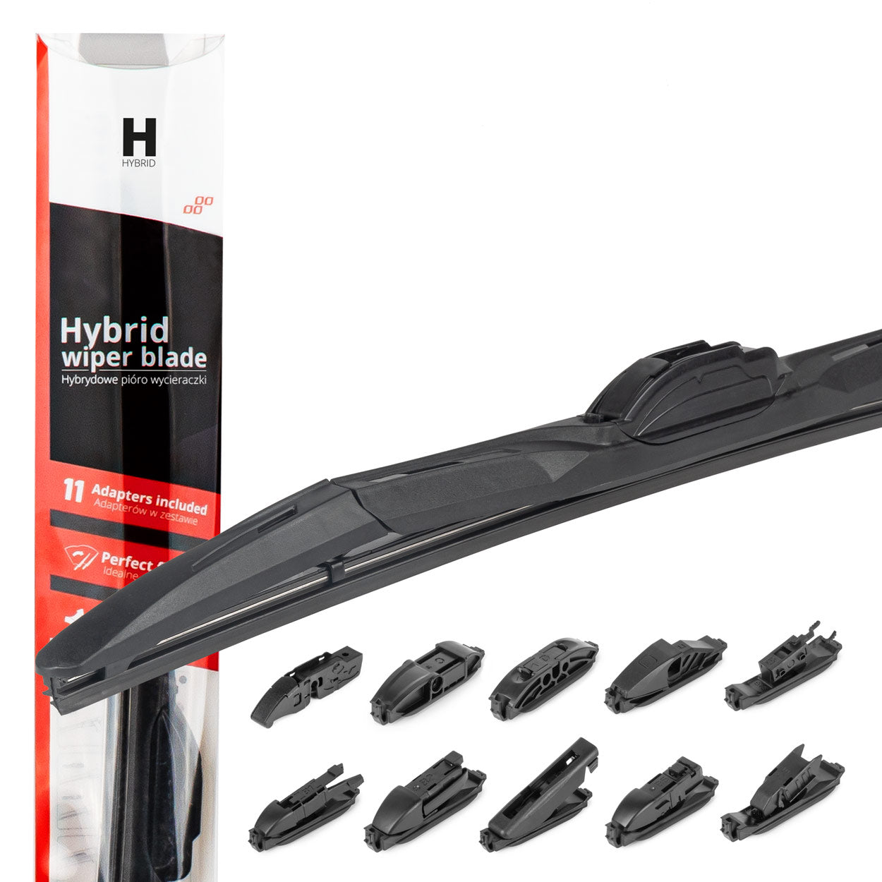 Hybrid vindusviskerblad på 500 mm med adaptere