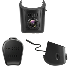 Audi dashcam 4K OEM-look front and side view showing sleek design and integrated lens for discreet installation.