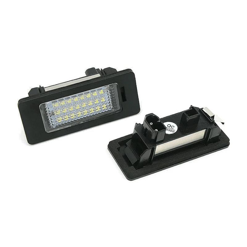 LED Nummerpladelys BMW – Hvid LED (E90, F30, E60, X5 m.fl.) produktbillede med kraftigt lys.