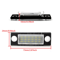 LED Nummerpladelys VW & Skoda – CANBUS (Golf 5, Passat, Touran m.fl.) med mål og detaljer