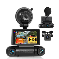 3" 2K dashcam med 4 kameraer – IPS-skjerm, G-sensor og DVR-opptaker 