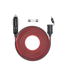 4 meter sigarettenner forlengelseskabel 12V/24V – bilstrømkabel med 15A sikring 
