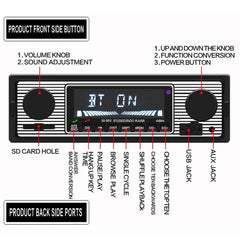 1 DIN bilradio med Bluetooth, USB og retrodesign – MP3-spiller 