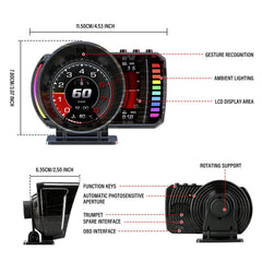 3,5" Head-Up Display (HUD) for bil – digitalt speedometer med OBD2 