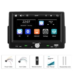 7" 1 DIN bilradio med Apple CarPlay og Android Auto – Bluetooth 5.0, berøringsskjerm og USB 