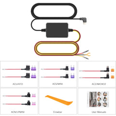 Hardwire Kit USB-C til Dashcam – 12V/24V til 5V med Parkeringsovervåking 