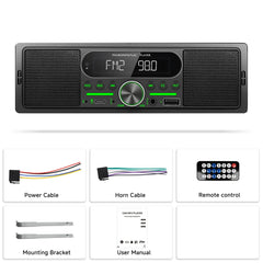 1 DIN-bilradio med innebygd høyttaler, Bluetooth, FM/AM og MP3-spiller 