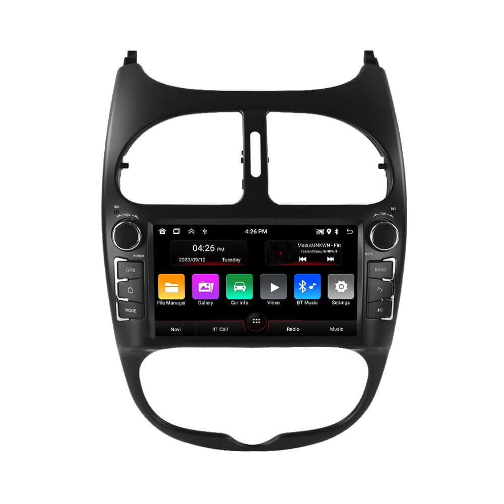 Peugeot 206 – 7" Radio m. Apple CarPlay og Android Auto med touchscreen og knapper