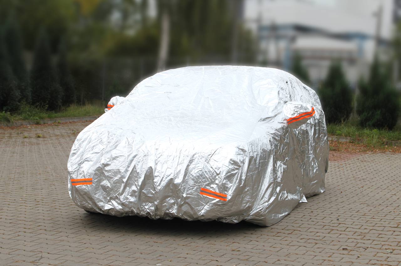 Aluminiums-bilovertræk med lynlås i sølv til SUV og VAN